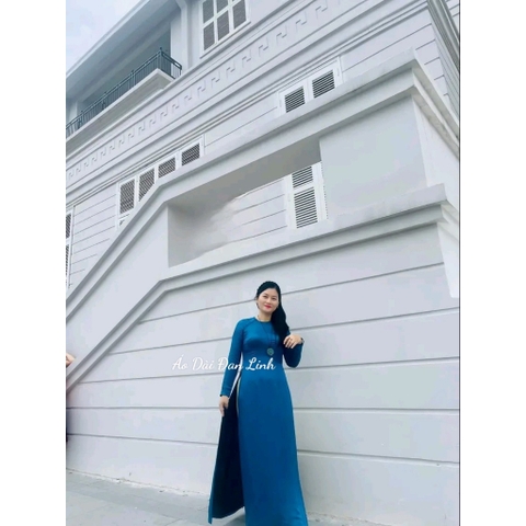 Áo dài trơn lụa tây thi màu xanh than sang trọng - Áo Dài Đan Linh