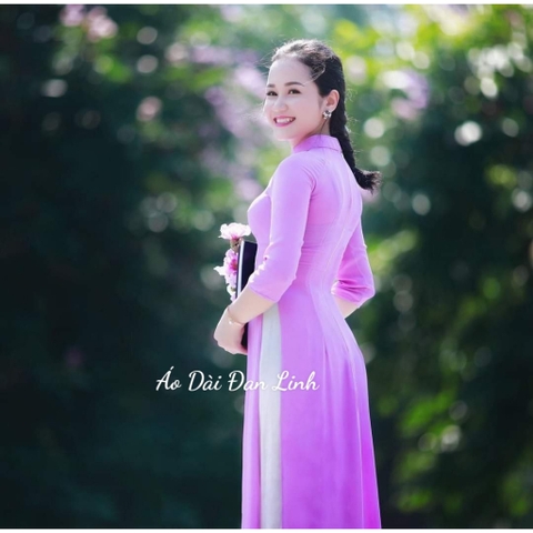 Áo dài trơn tím cà 4 tà - Áo Dài Đan Linh