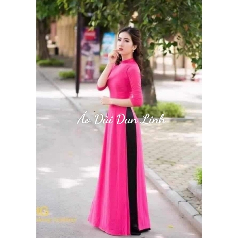 Áo dài trơn hồng sen 4 tà - Áo Dài Đan Linh