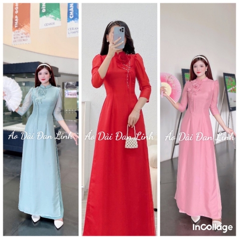 Đủ màu áo dài tơ tay bồng, kết nhẹ nhàng, trẻ trung - Áo Dài Đan Linh