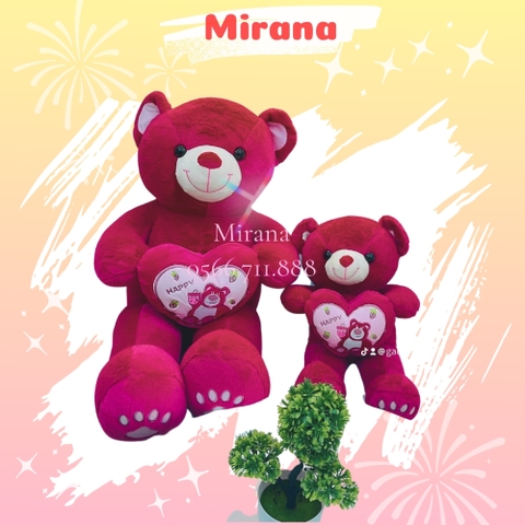 Gấu Bông Teddy Dâu Ôm Tim Gấu Dâu Lotso MIRANA Thú Nhồi Bông Cao Cấp Siêu Đáng Yêu