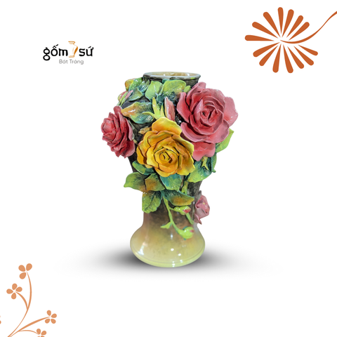 [BST]-Bình hoa gốm -Bốn mùa nở hoa