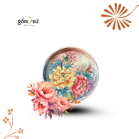 [Gốm cao cấp] Đĩa hoa gốm sang trọng tinh tế