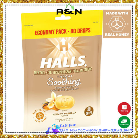 Kẹo ngậm Halls hương mật ong vanilla - Hàng Mỹ