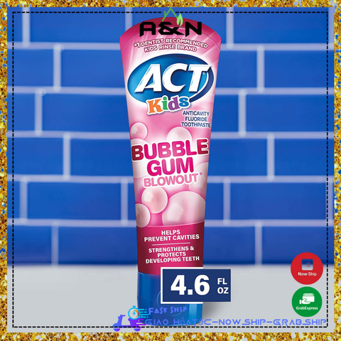 Kem đánh răng ACT Anticavity trẻ em có fluoride hương bubble gum