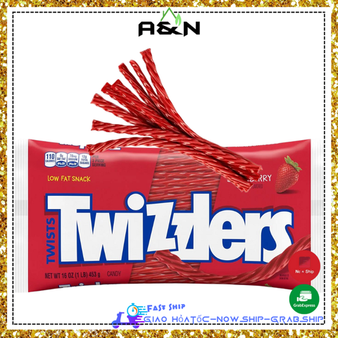 Twizzlers Strawberry Kẹo dẻo xoắn hương dâu - 453gram ít béo