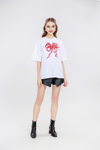 Gift Tee - Áo thun thêu nơ đỏ