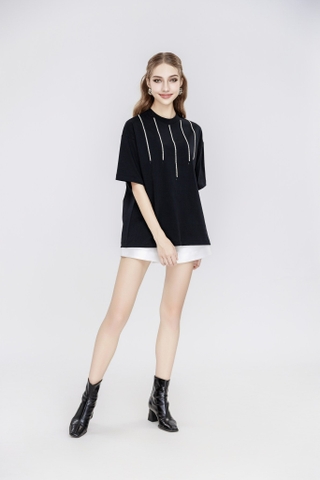 Noir Tee - Áo thun đính dây đá