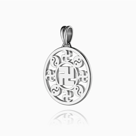 Vật phẩm hình chữ Vạn được chế tác bằng vàng trắng 18K - 22 mm