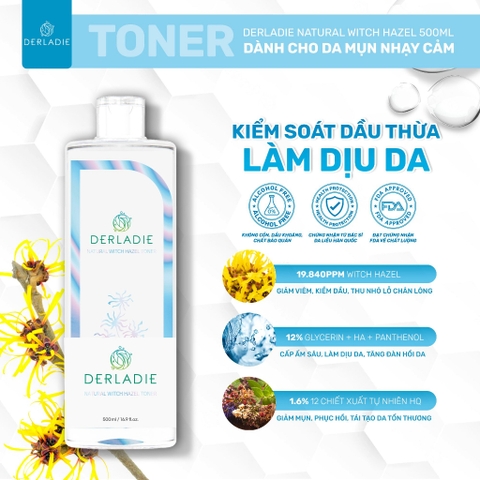 Nước Cân Bằng Da Ngừa Mụn, Kiềm Dầu Derladie Natural Moisture Toner 500 Ml