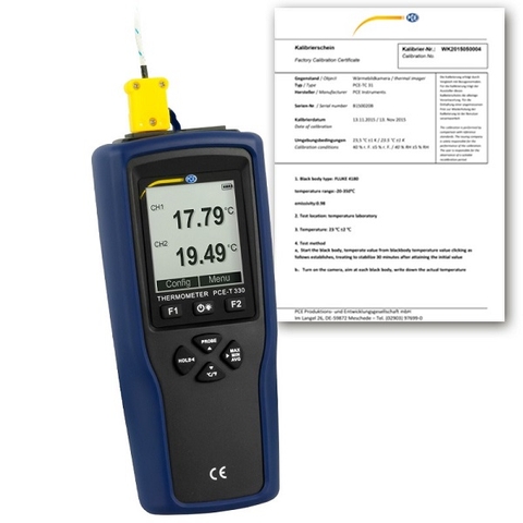 Nhiệt kế điện tử PCE T 330-ICA (-200~1370 °C; 0,01°C; chứng chỉ ISO)