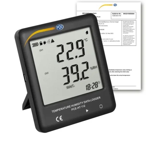 Nhiệt ẩm kế PCE HT 112-ICA (-30~65 ° C;-40~125 ° C; 0~100% RH; chứng chỉ ISO)