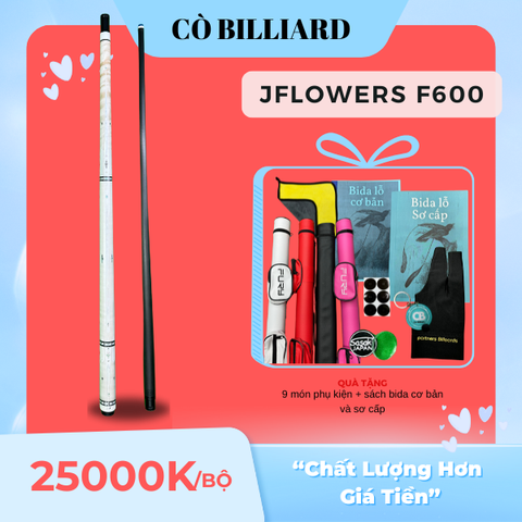 cơ bida lỗ JFLOWER F600 ( chuổi ghép khảm họa tiết bào ngư + ngà voi 100% )
