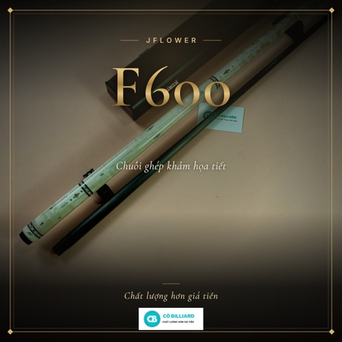 cơ bida lỗ JFLOWER F600 ( chuổi ghép khảm họa tiết bào ngư + ngà voi 100% )