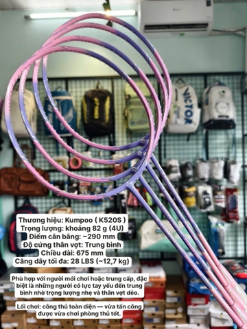 Vợt Cầu Lông Kumpoo K520 S Hồng