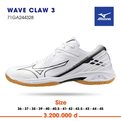 Giày cầu lông Mizuno Wave Claw 3 - Trắng Đen