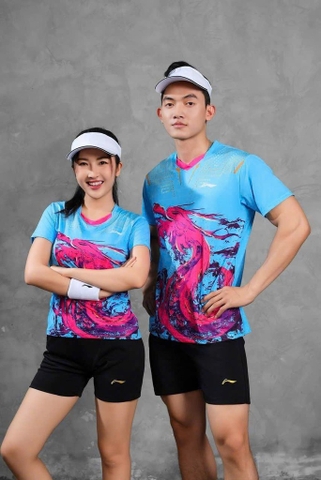 Áo cầu lông Lining Rồng - Xanh