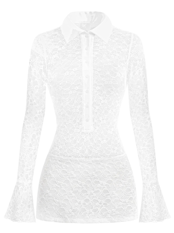 SISTERS Váy đầm body phối ren xuyên thấu Basil - Trắng