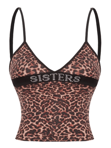 SISTERS Áo croptop da beo đính đá Enya