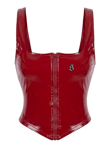 SISTERS Áo croptop da bóng Beryl - Đỏ