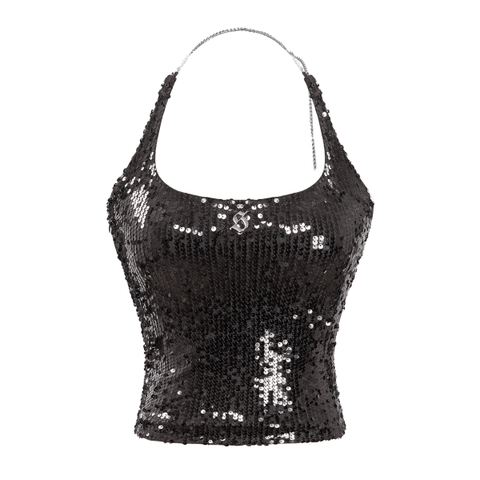 SISTERS Áo croptop cổ yếm kim sa Lalisa