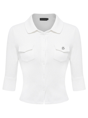 SISTERS Áo croptop vạt bầu Aveline - Trắng