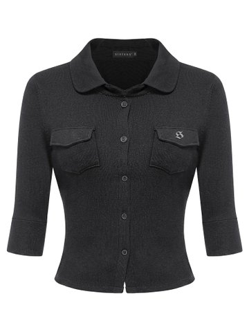 SISTERS Áo croptop vạt bầu Aveline - Đen