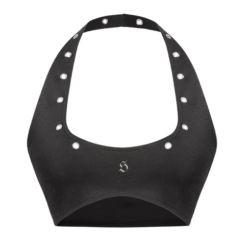 SISTERS Áo mini top đính Kim loại Riviera