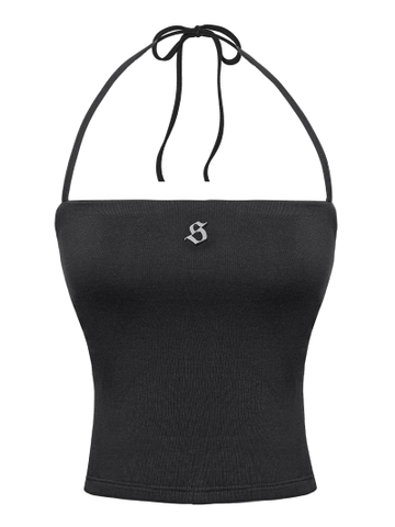 SISTERS Áo croptop cúp ngực hở lưng Dionne - Đen