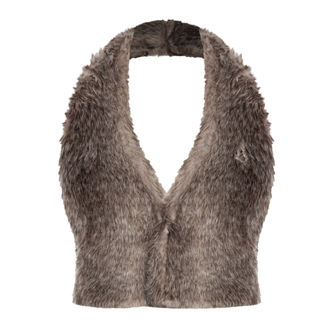 SISTERS Áo gile lông hở lưng Lucienne