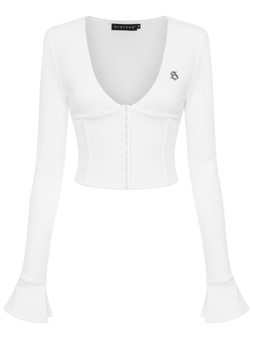 SISTERS Áo dài tay móc cài ngực Josephine - Trắng