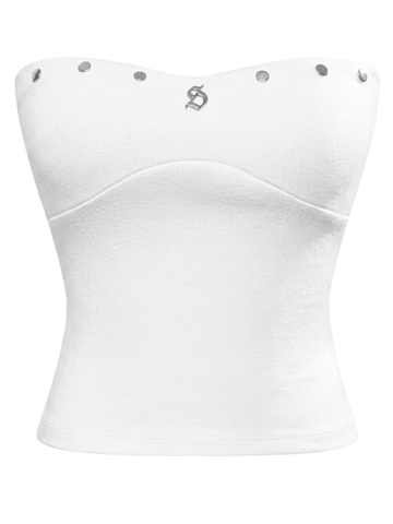 SISTERS Áo croptop cúp ngực phối đinh tán Odessa - Trắng
