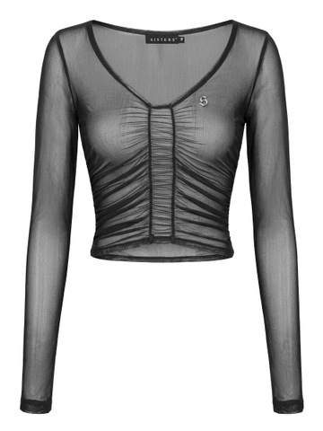 SISTERS Áo croptop lưới xuyên thấu dài tay Ksenia