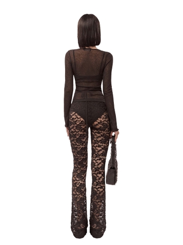 SISTERS Áo xuyên thấu đan dây ngực Linen