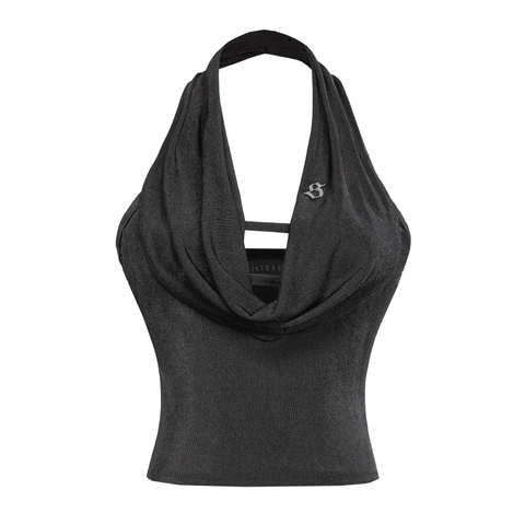 SISTERS Áo croptop cổ đổ đan dây ngực Chelsea