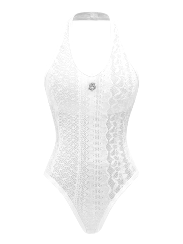 SISTERS Bodysuit len xuyên thấu Freja - Trắng