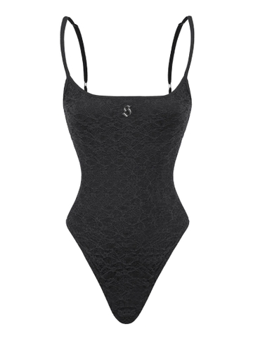 SISTERS Bodysuit ren hai dây Elara - Đen