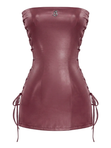 SISTERS Váy đầm body da đan dây hông Rishima - Đỏ