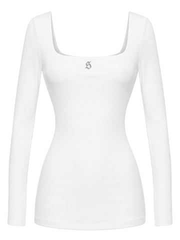 SISTERS Đầm body tay dài cổ vuông Giada - Trắng