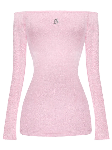 SISTERS Váy đầm body trễ vai xuyên thấu Nutmeg - Hồng