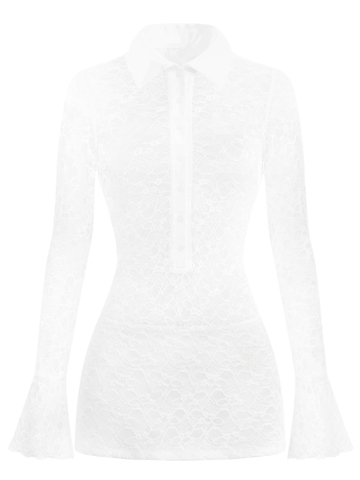 SISTERS Váy đầm body phối ren xuyên thấu Basil - Trắng