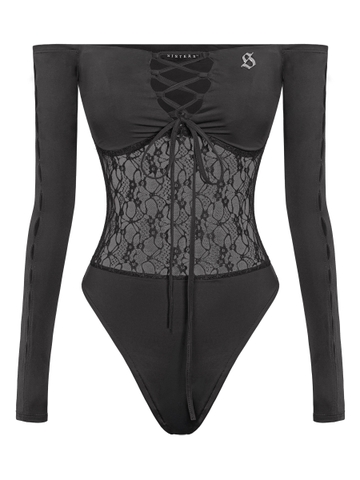 SISTERS Swimsuit trễ vai phối ren Delfina