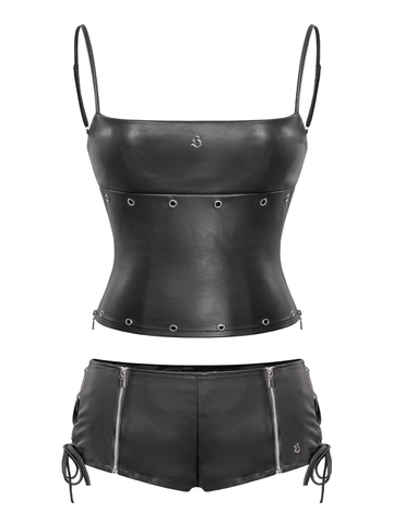 SISTERS Set áo hai dây quần mini short da Isism