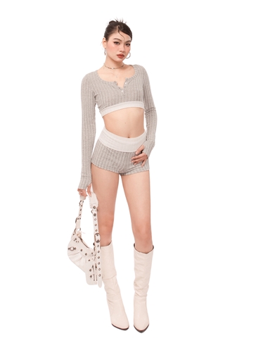 Sisters Set áo quần lưng lật len gân Farley