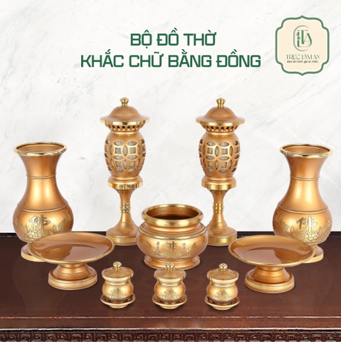 BỘ ĐỒ THỜ KHẮC CHỮ BẰNG ĐỒNG