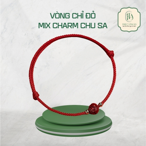 VÒNG TAY CHỈ ĐỎ MIX CHARM HOA SEN CHU SA