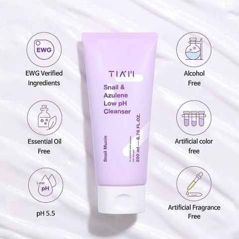 Sữa Rửa Mặt Tiam  Snail & Azulene Low pH Cleanser 200ml
