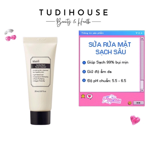 MINISIZE 20ML - Sữa rửa mặt Klairs Gentle Black Facial Cleanser 20ml