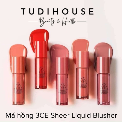 Má hồng dạng lỏng 3CE Sheer Liquid Blusher 3g - MÀU SIDE PIECE