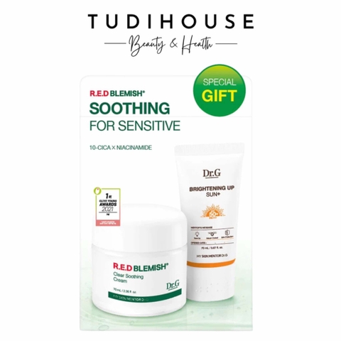 Set dưỡng da -  Kem dưỡng Dr.G Clear Soothing Cream 70ml tặng kèm 1 kem chống nắng Brightening Up Sun+ 20ml